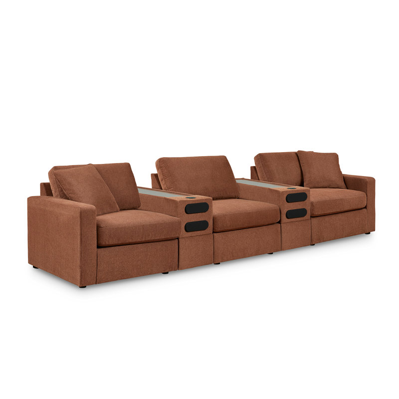 Braintree 5-Piece Sectional With Audio Consoles, Brown Polyester