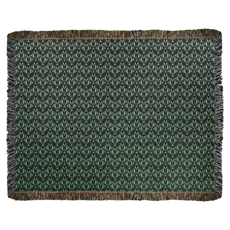 Couverture en coton tissé Katelyn Elizabeth, l 50 po x L 60 po, Vert