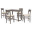 Ensemble de table de salle à manger à hauteur de comptoir 5 pièces Farmhouse avec 1 table rectangulaire et 4 chaises pour petits espaces-923527649