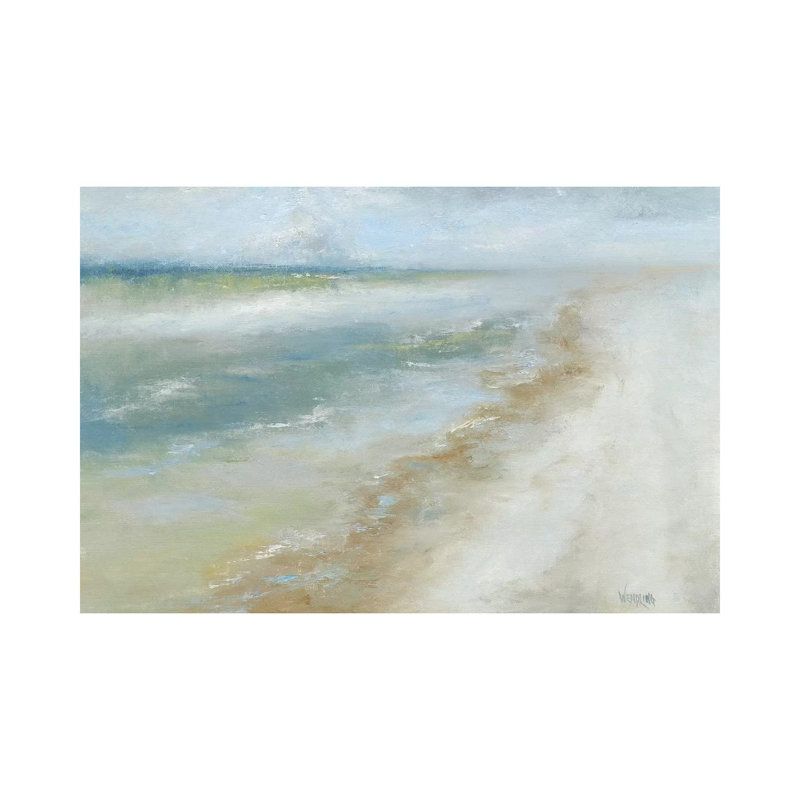 «Ocean Walk II» par Marilyn Wendling - impression d'art graphique, H 32 po x l 48 po x 1,5 po, Aucun mat, Toile tendue