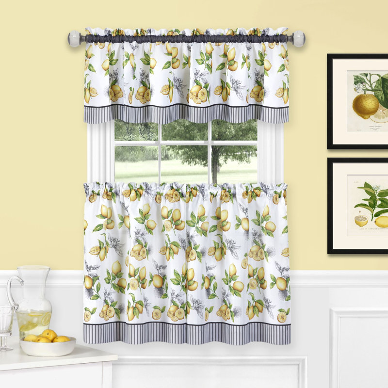 Tejeda Floral Tailored Kitchen Curtain, 58" W x 24" L