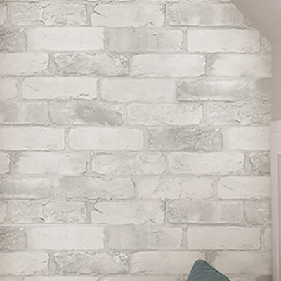 Loft White Brick Peel and Stick Wallpaper Sample