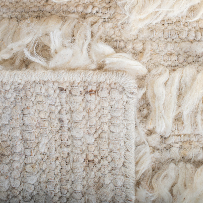 Tapis ivoire en laine et en coton tissé à la main Natura, Rectangle 6 pi x 9 pi