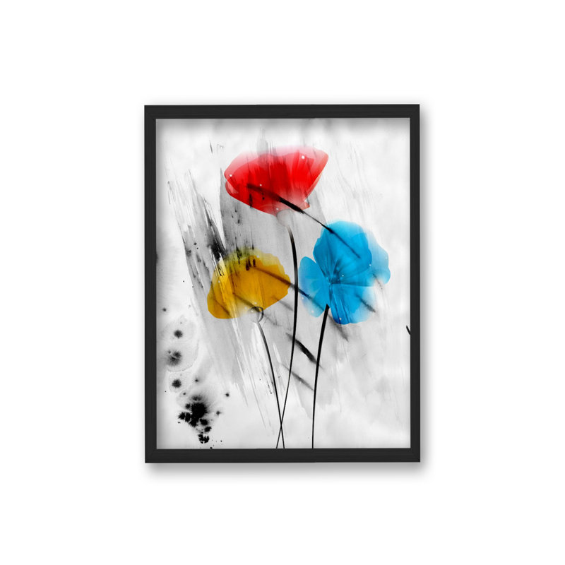 «Painted Petals III-B» par Tristan Scott - impression sur toile, Art mural noir encadré texturé, 24" H x 18" W