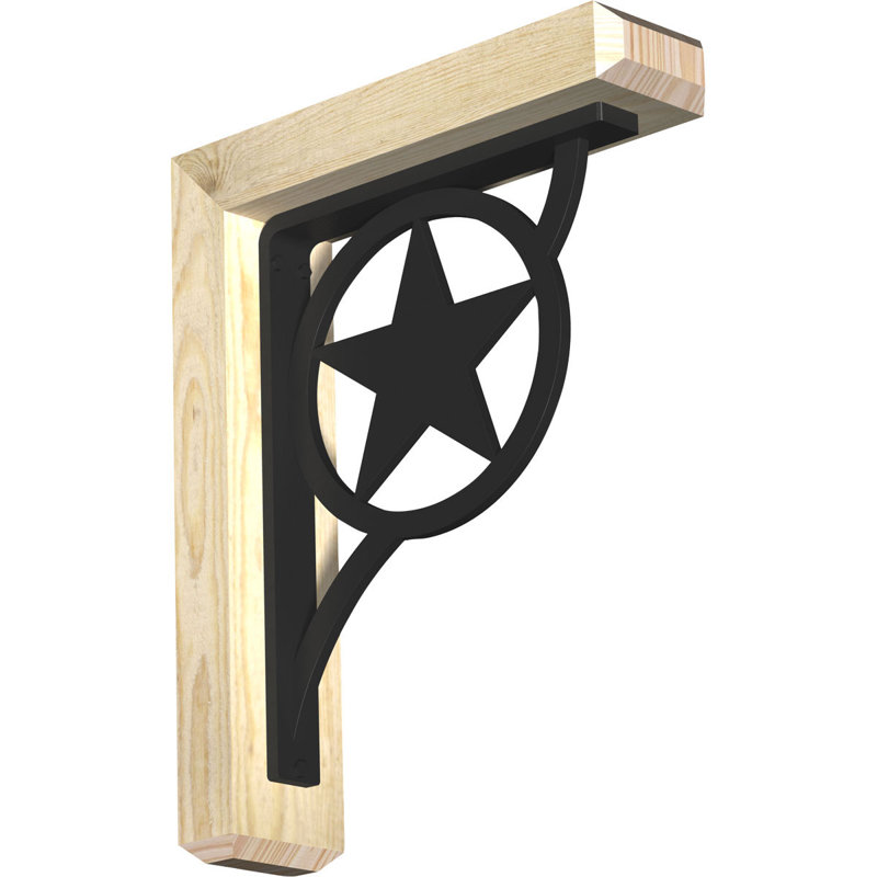 Austin 4" Single Brace Craftsman Ironcrest Bracket, 19"H x 16"D, 4"W x 2"T Douglas Fir (Rough Sawn)