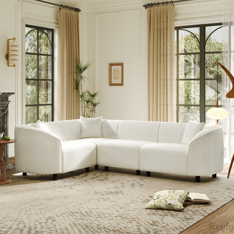 104" L-Shaped Sectional Sofa, Beige