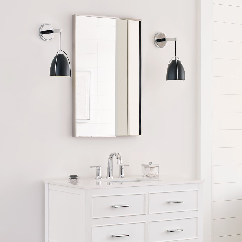 Nikki Dimmable Bath Sconce, Chrome, No, Steel Midnight Black 