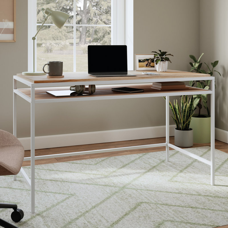 Solomon Metal Base Writing Desk, Kiln Acacia