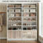 Armoire à chaussures à 9 niveaux, armoire de rangement à chaussures en bois robuste, armoire à chaussures haute autoportante avec tablettes réglables