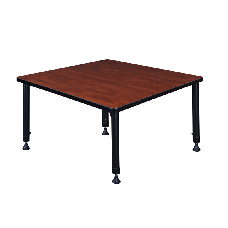 Kee Laminate Adjustable Square 4 Students Activity Table, Cherry