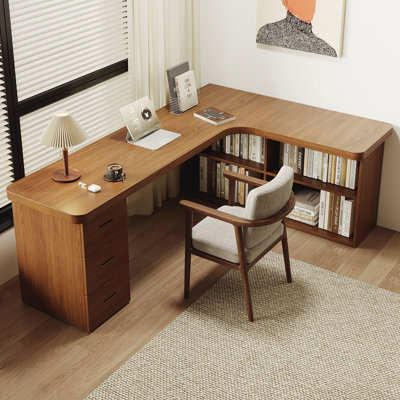 L-Shaped Solid Wood Solid Wood Executive Desk