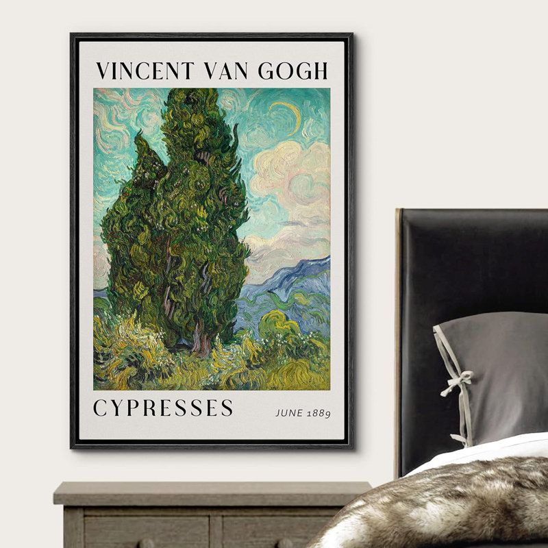 «Cypress Tree Landscape» par Vincent Van Gogh, reproduction sur toile flottante, Noir, H 36 po x l 24 po x P 1,5 po