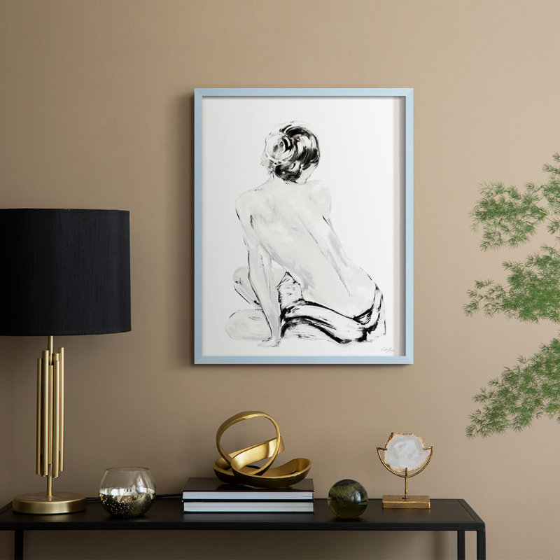 Impression impressionniste «Soft Nude II», bois massif, Bleu, H 21 po x l 17 po