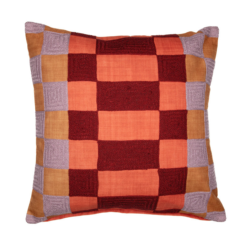 Embroidered Throw Pillow, Down, Red/Orange/Purple