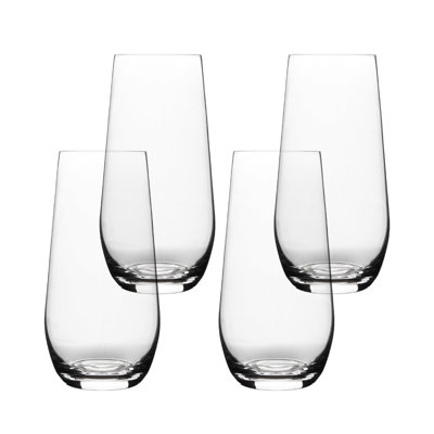 over&back Tall Stemless Mouth-Blown Glassware - Set of 4 Drinking Glasses