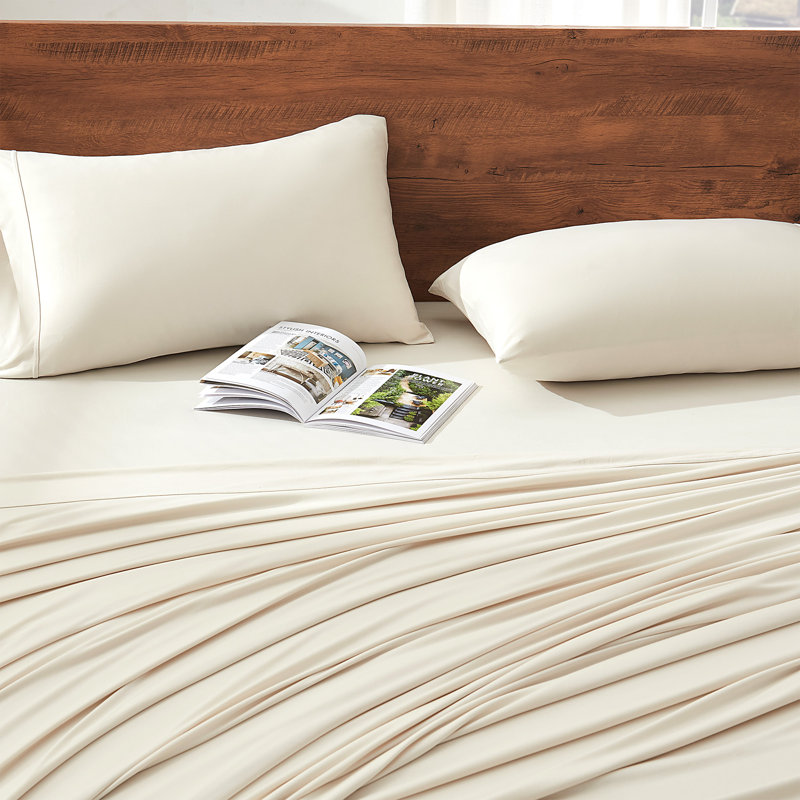 Solid Jersey Knit Sheet Set, Beige, Queen Sheet Set with  4 additional pieces