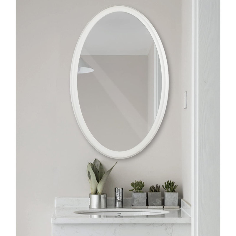 Darrilyn Framed Oval Mirrors for Bathroom-Oval Bathroom Mirror for Wall 24"x36", White
