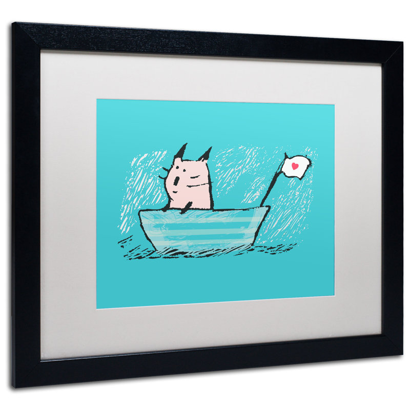 « marin chat » par carla martell, art encadré, H 16 po x l 20 po, Blanc