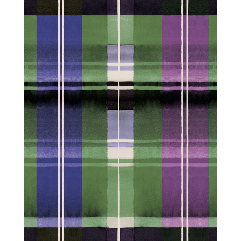 KERSCHDORF Plaid Foliage Wallpaper, Green/Blue/Purple