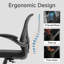 Fauteuil de dessinateur ergonomique en filet, grand fauteuil de bureau ergonomique, tabouret de bureau réglable, fauteuil de direction avec anneau repose-pieds et soutien lombaire noir
