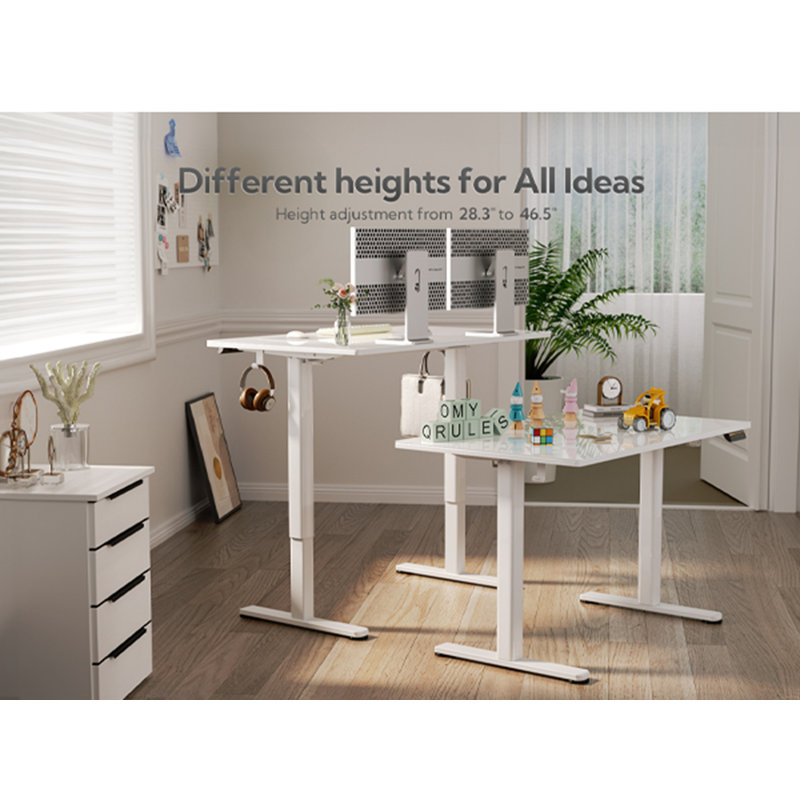 48 Inch Electric Glass Standing Desk, Adjustable Height ,Quick Install Home Office Computer Desk, Stand Up Desk