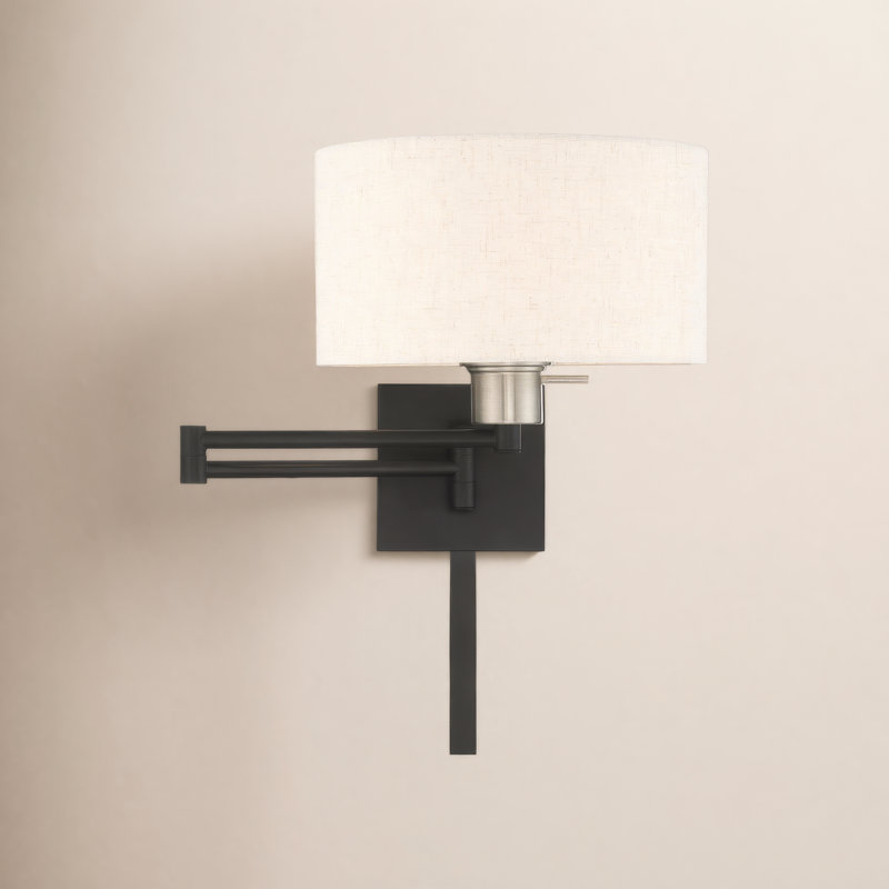 Kevyn Swing Arm Sconce, Oatmeal, Black