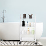 4 Tier Metal Mesh Rolling Cart Wire Basket Shelf Trolley