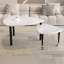 Table basse rectangulaire de 37,4 pouces avec plateau en pierre frittée blanche rotative et pieds en bois massif noir mat, table basse rectangulaire moderne avec très petite table