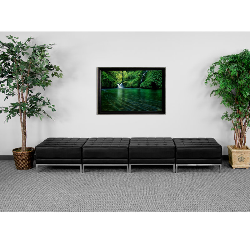 Banc sans dossier à quatre places Hercules Imagination Series LeatherSoft avec pieds intégrés en acier inoxydable