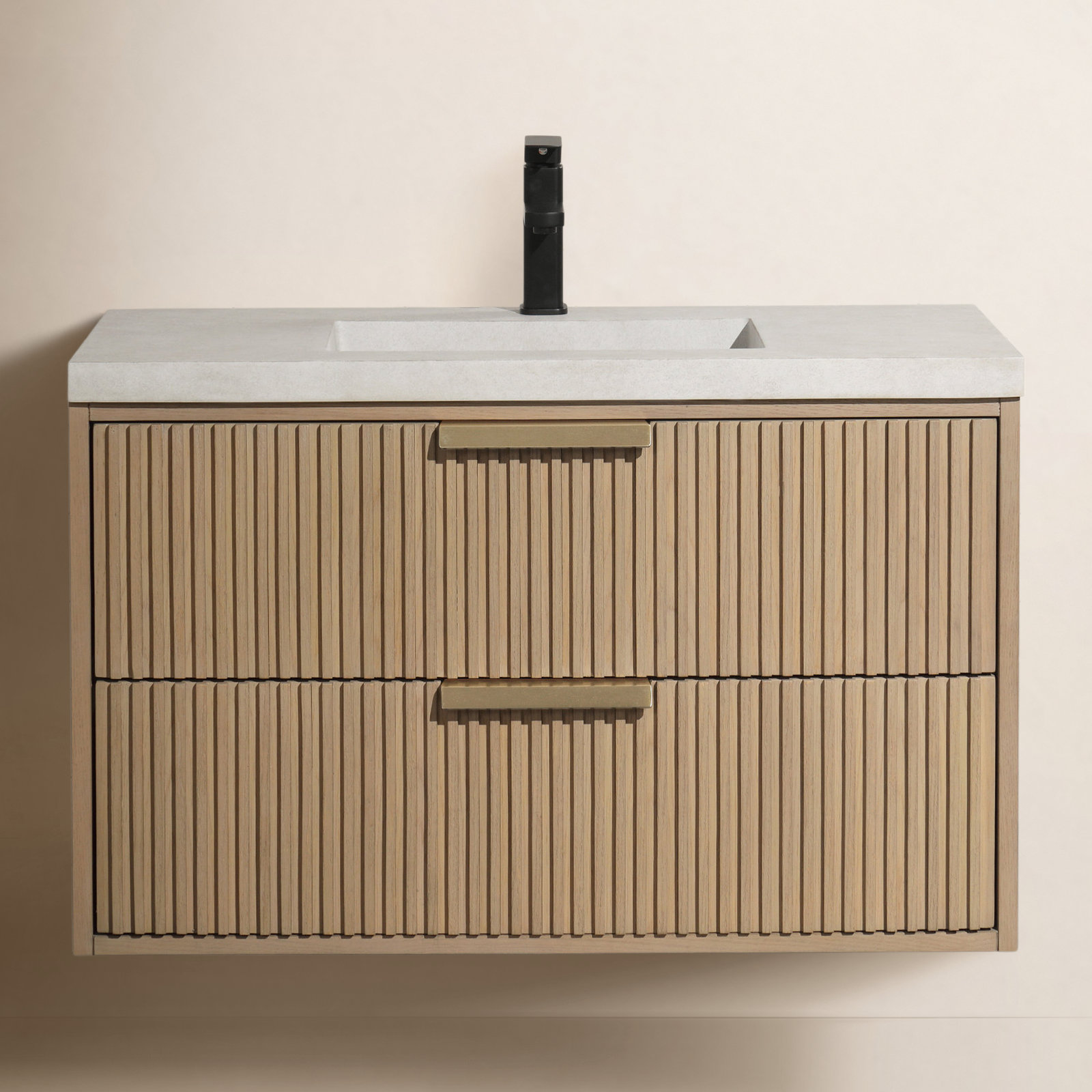 Anelie 36'' Single Bathroom Vanity, Oak, Gold