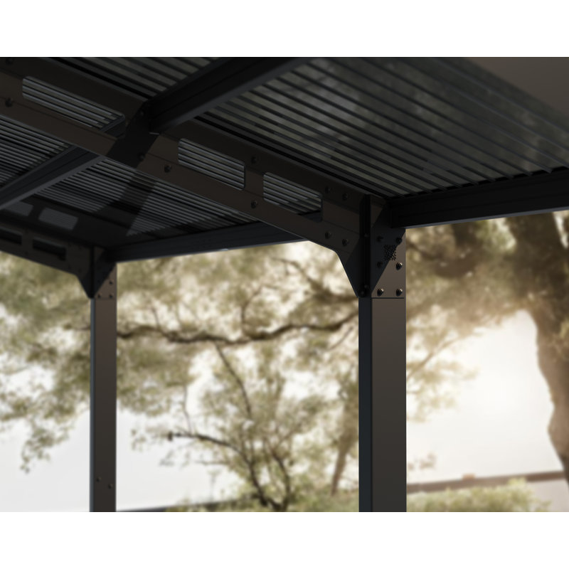 Palram - Canopia Sydney 19 Ft. x 19 Ft. x 9 Ft. Apex Wave Double Carport Aluminum Metal Frame and Polycarbonate Panels for Outdoor Car, Truck, RV, Trailer, Boat Storage Black/Solar Gray