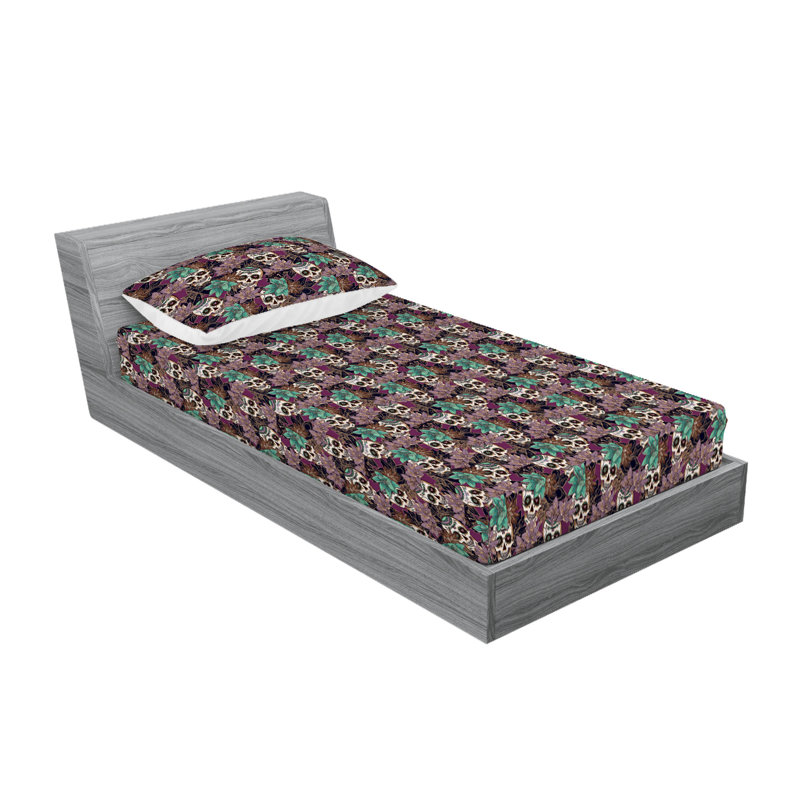 Drap-housse et taie décorative Ambesonne, Ensemble de draps pour lit simple avec 1 taie d'or