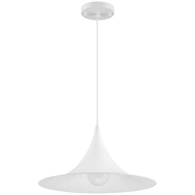 Luminaire suspendu conique 1 lumière Gelila, Blanc mat