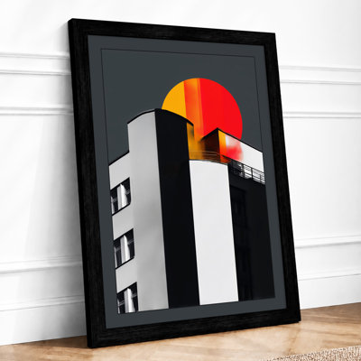 Modernist Building And Sun Geometric - Print