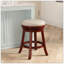 Tabouret de comptoir de 24 pouces avec siège pivotant, finition cerisier, tissu beige, confortable et élégant pour les salles à manger et les bars-409171755-409171752