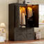 Armoire-penderie 3 portes avec miroir, porte de grange coulissante pliante et lumières à capteur