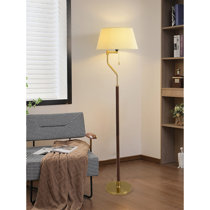 Vintage-Style Iron, Fabric & PVC Floor Lamp