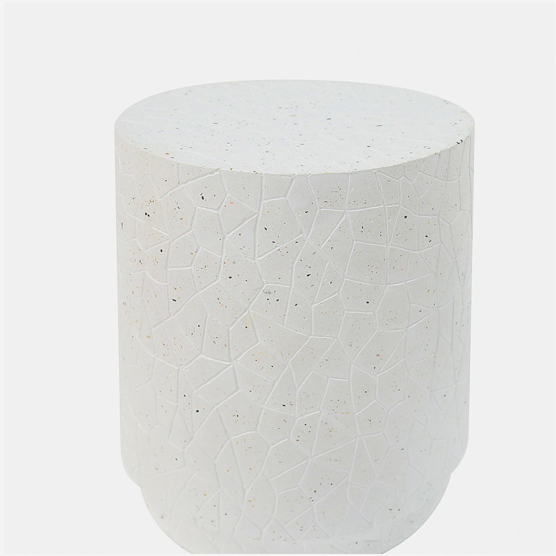 Table de bout d'extérieur en béton pour terrasse, table d'appoint de salon Terrazzo blanc