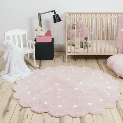 Keks 140 cm x 140 cm Polka Dots Cotton Area Rug