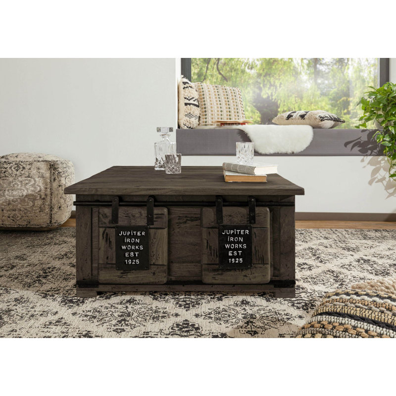 Railway Solid Wood 90cm W 2 - Drawer Chest of Drawers, Lacquered Grey