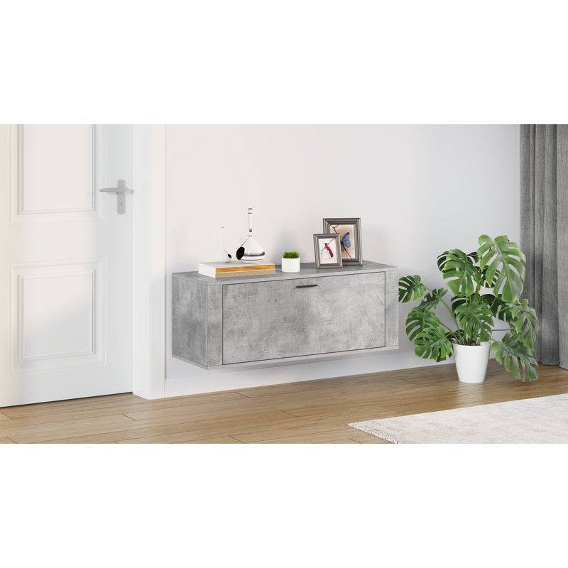 6 Pair Shoe Storage Cabinet, Concrete Grey