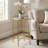 Paolina Square Accent Table Painted Gold, Glass Snakeskin Top