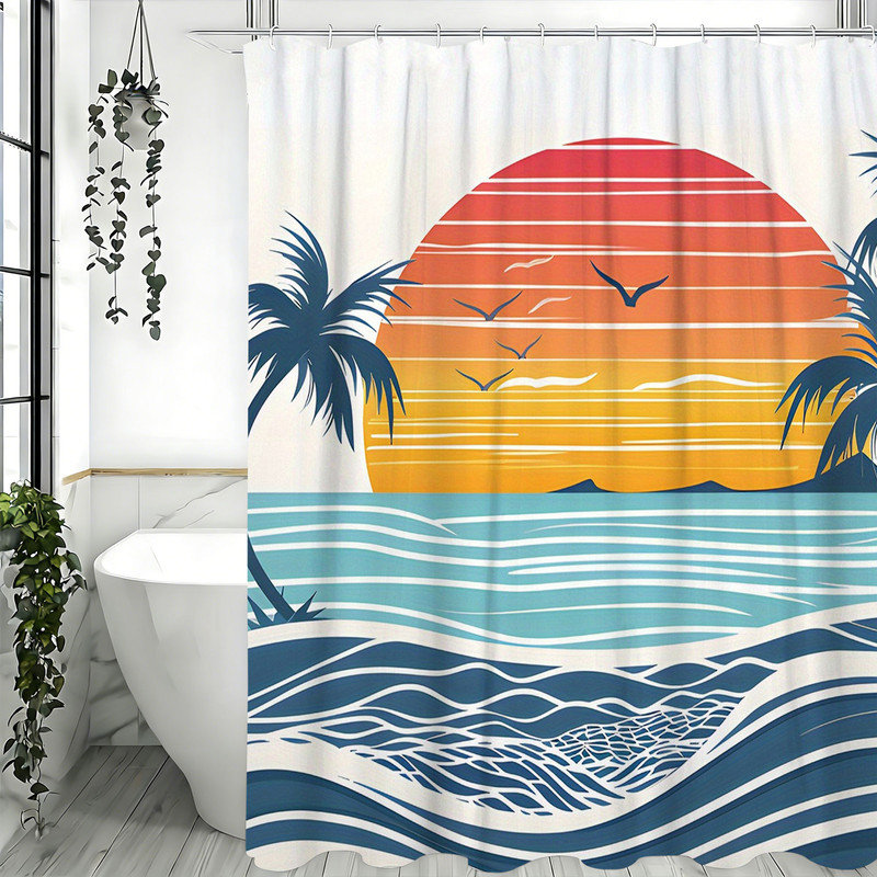 Shower Curtains with Hooks Included