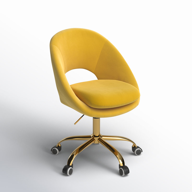 Chaise de travail Doreen, Velours jaune