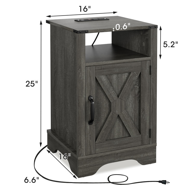 Table de chevet Bradford Farmhouse, Gris foncé, Individual