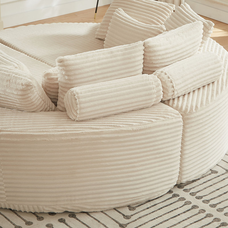 Canapé-lit et chaise longue en velours côtelé 78,5 "2 en 1, Beige
