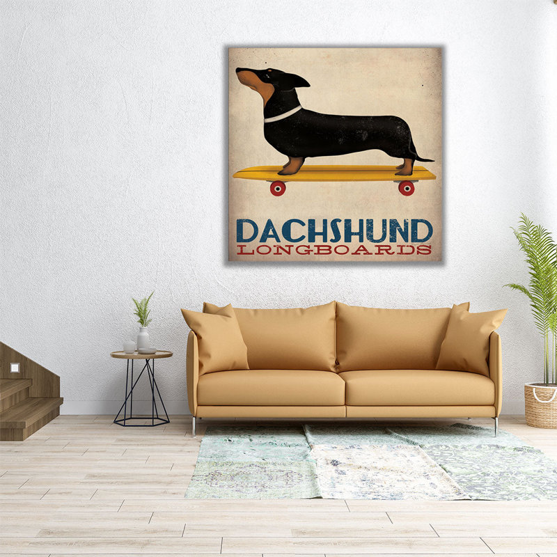 Dachshund Longboards - Canvas Print Wall Art, 24" H x 24" W