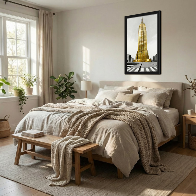 «Scenic & Cityscapes Golden Empire State Building», reproduction d'art, H 18 po x l 12 po