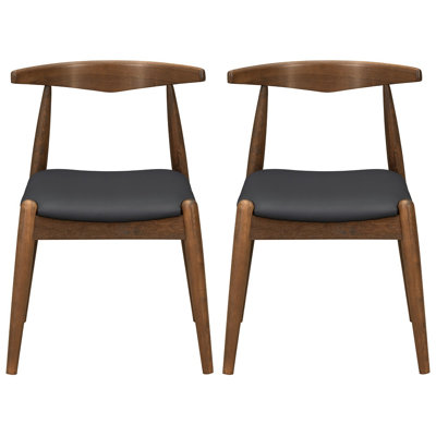 Ensemble de 2 chaises de salle à manger en bois d'hévéa, dossier ergonomique profilé avec revêtement en similicuir