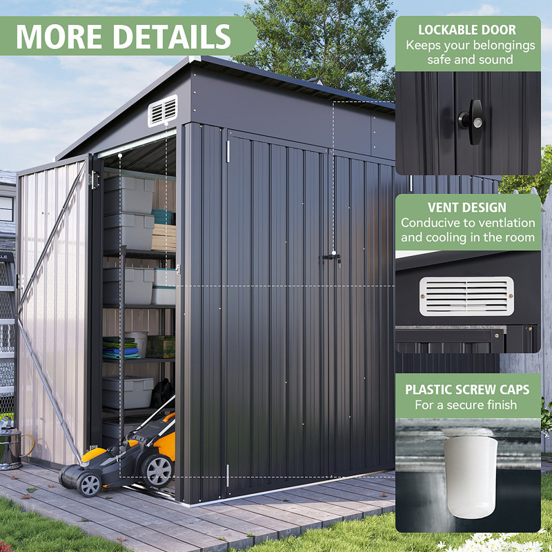 7 ft. 6 in. W x 3 ft. 8 in. D Metal Lean-To Storage Shed